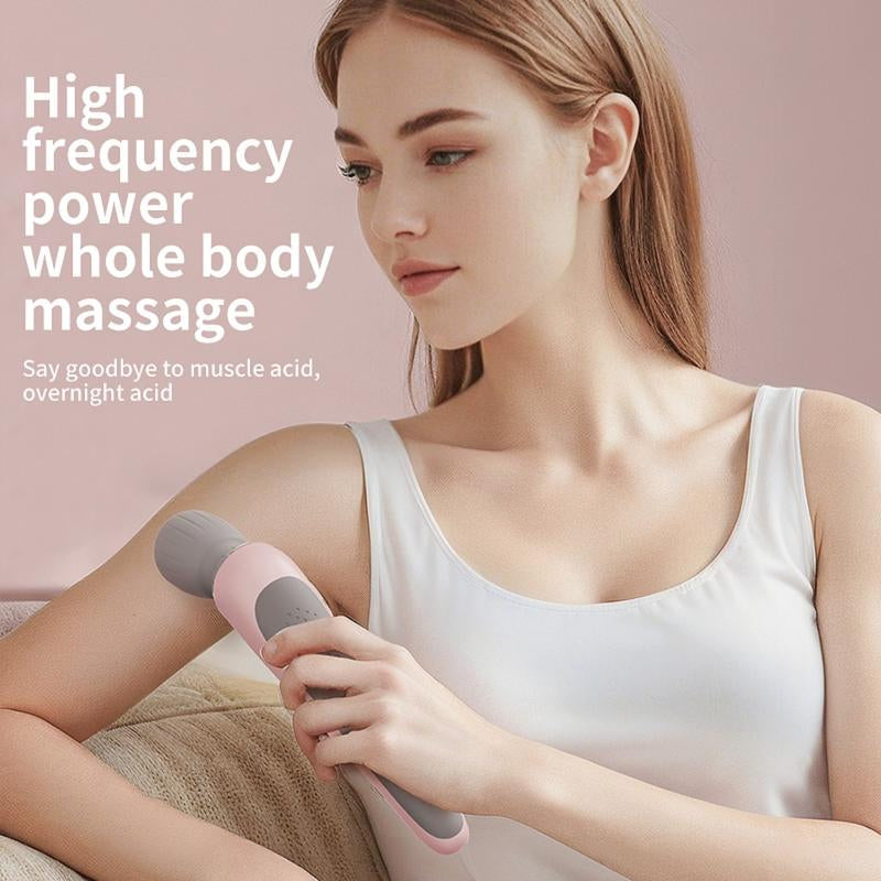 Portable USB Rechargeable Handheld Massager with High-Frequency Vibration Motor for Neck, Back, Leg, and Waist Muscle Relief