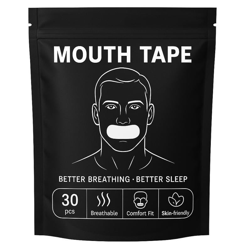 30Pcs Mouth Tape for Sleeping, Hypoallergenic Adhesive Gentle Ultra Breathable Stop Snoring Sleep Tape Sports Accessory Black